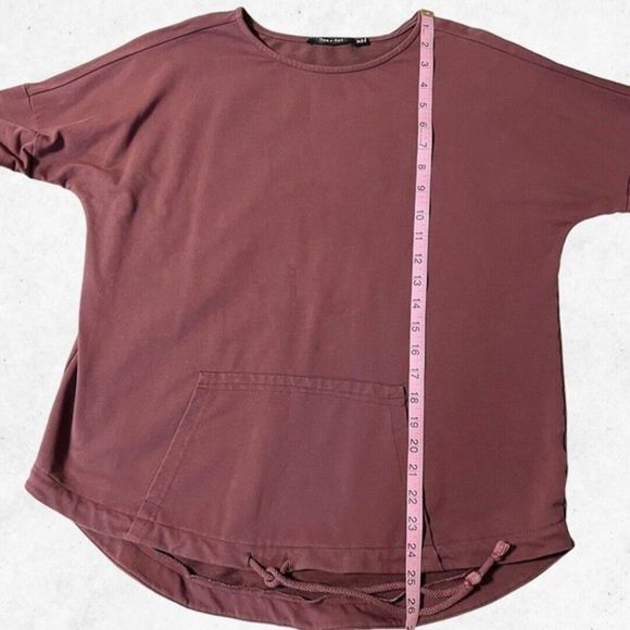 Doe & Rae Women‎ Size M Sweatshirt Red Brown Pullover 3/4 Sleeves Front Pocket - Picture 8 of 9